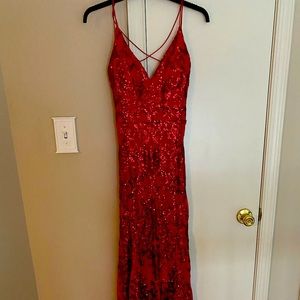 Red Sequin Dress, Windsor, floor length, size small